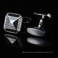 Crystal Rhinestone Black Enamel Cufflinks Silver Plated Elegant Diamonds Mens Suit Shirts Cufflinks